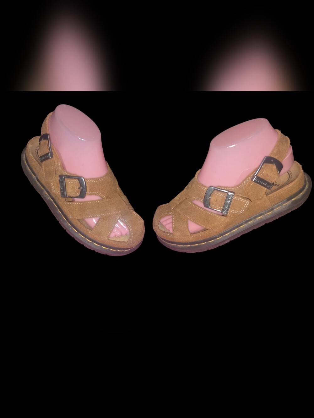 Vintage Dr. Martens Tan Suede Buckle Clog Sandals
